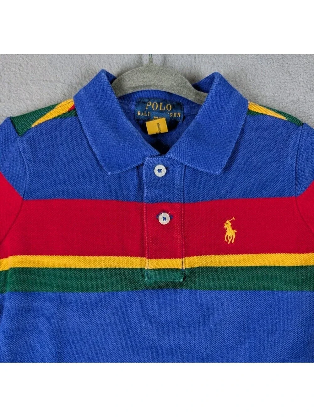 Polo Ralph Lauren Boys 3T Blue Stripe Polo Shirt Colorblock Preppy Classic Top